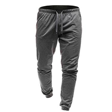 Imagem de Calça masculina de outono de cor sólida, casual, cropped, amarrada, esportiva, solta, toda macia, calça masculina, Cinza escuro, G