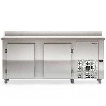 Imagem de Balcão De Encosto Com 2 Portas Sem Pia Gbfe200 Gelopar Balcão 556 Litros Inox 220v