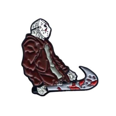 Imagem de Jason Voorhees Máscara Machete Friday The 13th Clássico Filme de Terror Halloween 2,8 cm Emblema de Broche Esmaltado, 1.1 Inches, Esmalte, Esmalte