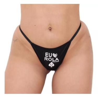 Imagem de Calcinha tanga fio frase noite sex preta + gargantilha hotwife - Deia,
