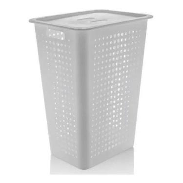 Imagem de Cesto Grande Para Roupas Sujas Com Tampa Lavabo Banheiro Marca OU, Chu
