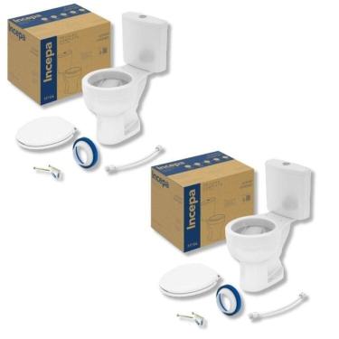 Imagem de Kit 2 Vaso Sanitário com Caixa Acoplada e Assento Soft Close Acesso Confort Incepa Branco