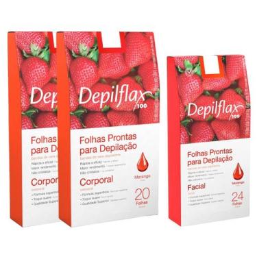 Imagem de Kit Depilação Completa Depilflax 2 Corporal + 1 Facial Folhas Prontas 