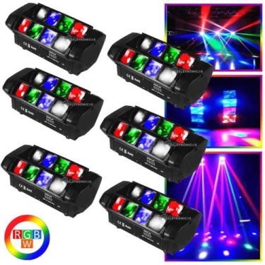 Imagem de Kit 6 Moving Globo Laser RGBW Strobo Jogo De Luz Profissional Para fes