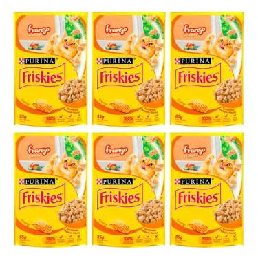 Imagem de Kit 6 Ração Úmida para Gato Friskies Adulto Sabor Frango ao Molho em S