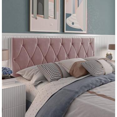 Imagem de Cabeceira Estofada Capitone para Quarto Casal 1.40 Espuma D12 Tecido Suede (Rosê)