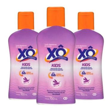 Imagem de Kit 3 Loção Repelente de Insetos Infantil 6h Xô Insetos 100ml Mosquito