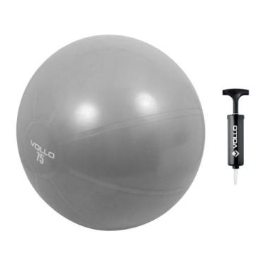 Imagem de Bola de Pilates Suíça 75cm com Bomba de Ar - Vollo Sports VP1036 Cinza