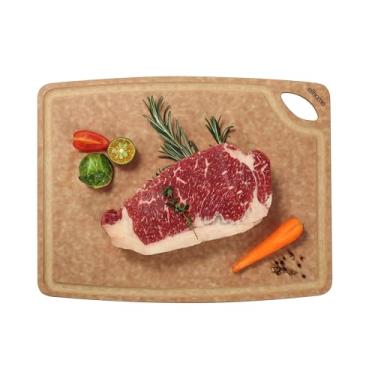 Imagem de Elihome Tábua de corte grande para cozinha, composto de fibra de madeira natural, lavável na lava-louças, ecológico, sulcos de suco com alças de fácil aderência, não poroso, livre de BPA, feito nos
