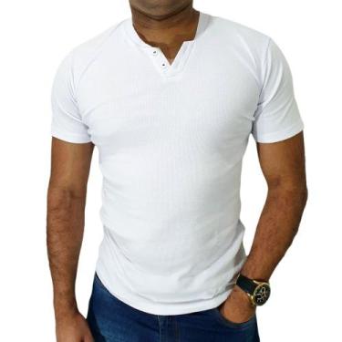 Imagem de Camiseta Henley Masculina Slim Fit MCurta 2 Botões - 3 Cores para sua 