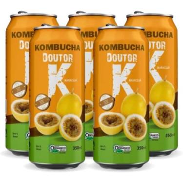 Imagem de Kit Com 05 - Kombucha Orgânica Sabor Maracujá 350ml DRK - Kombucha Dou