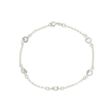 Imagem de Pulseira Prata 925 Feminina Choker Zircônia Branco Coração - DR Joias