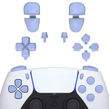 Imagem de eXtremeRate Botões de substituição D-pad R1 L1 R2 L2 Opções de compartilhamento de botões de rosto para controle DualSense 5 PS5, kit de reparo de botões violeta claro com ferramenta para controle Playstation 5