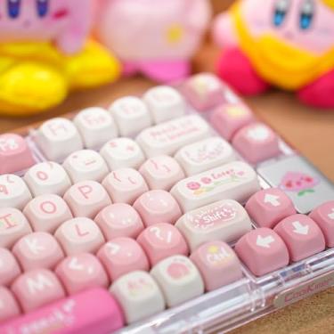 Imagem de ILYCHEEGAMI PBT Conjunto de teclas redondas coloridas MOA PBT para meninas e crianças teclas personalizadas para Gateron Kailh Cherry Mx Switches Teclado mecânico layout ANSI (MOA-Honey Peach)