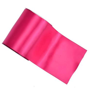 Imagem de YAMA Fita de cetim dupla face rosa choque, 10 cm e 5 metros, ótima para artesanato, laços, buquê de flores, casamento, decoração de casa, embrulho de presente