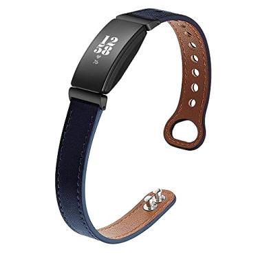 Imagem de Wongeto Pulseiras de couro compatíveis com Fitbit Inspire 2/pulseiras Inspire HR/pulseiras Inspire, pulseira de couro genuíno de liberação rápida para Fitbit Inspire Fitness Tracker feminino e