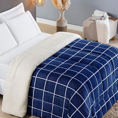Imagem de Coberdrom Sherpa E Flannel Austin Queen Manta 100g 01 Peça - Marinho