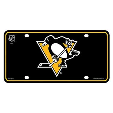 Imagem de Rico Industries NHL Pittsburgh Penguins Black Metal Auto Tag 21,5 cm x 28 cm - Ótimo para caminhão/carro/SUV