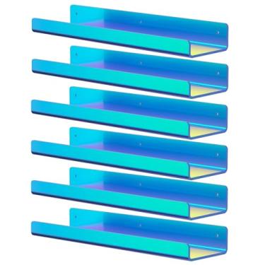 Imagem de Prateleiras de acrílico, pacote com 6 prateleiras flutuantes de 39,9 cm para parede, prateleiras de exibição Funko Pop Lego, estantes de livros infantis, prateleira suspensa para banheiro, quarto,