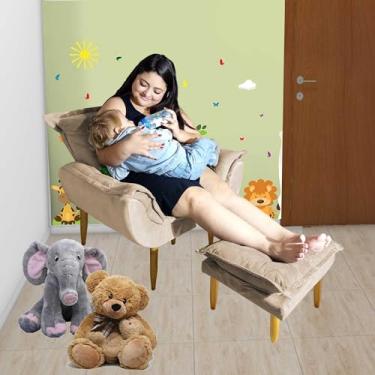 Imagem de Poltrona Puff Opala Amamentação Fixa E Confortável Tecido Suede Capuccino