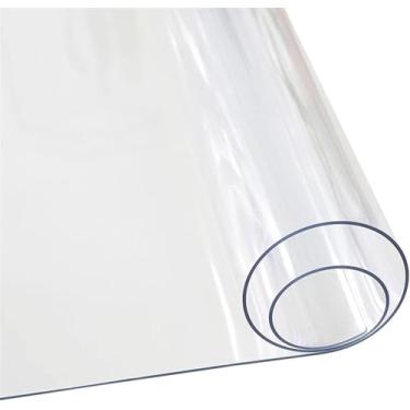 Imagem de Protetor de capa de mesa transparente, almofada de mesa de PVC impermeável personalizada com 0,5 mm de espessura, pano de mesa de plástico transparente, protetor de mesa resistente ao calor