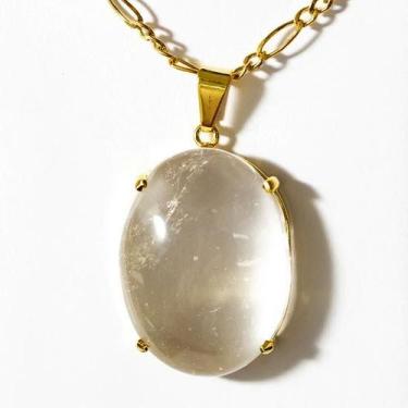 Imagem de Colar Extra Cabochão Pedra Quartzo Cristal Garra Dourado - CristaisdeC