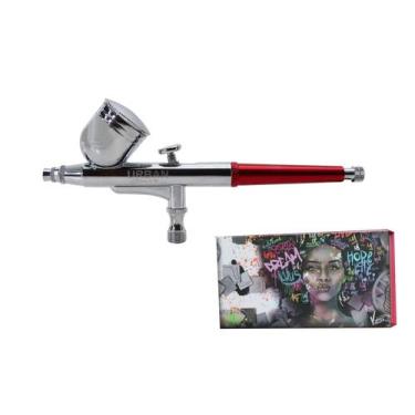 Imagem de Caneta aerografo dupla ação gravidade profissional urban ur400 + caixa