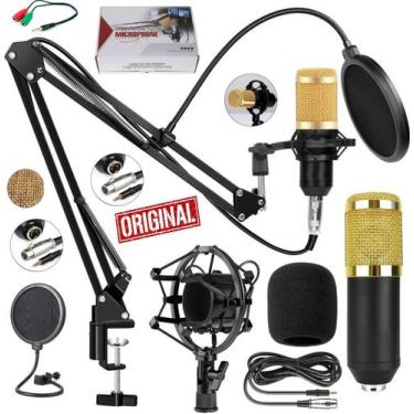 Imagem de Kit para Gravação Profissional Microfone Condensador Unidirecional Pop