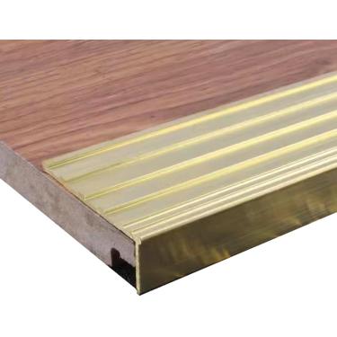 Imagem de Faixa de transição de latão moldada em L para escadas, protetor de borda de degrau de 3/4/5 cm de largura, faixa de acabamento de soleira de porta dourada, degraus de barra de nariz de escad