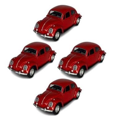 Imagem de kit 4x Carrinho de Coleção Fusca Vermelho - AP TOYS