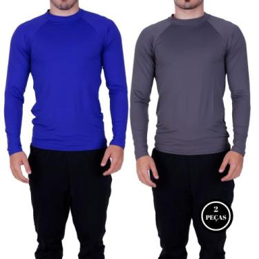 Imagem de Kit 2 Blusa Fitness Térmica Segunda Pele Camisa Proteção Solar UV 50+ 