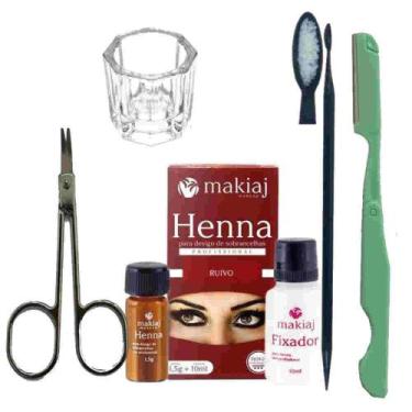 Imagem de Kit Rena sobrancelha Designer Profissional Henna makiaj com tesoura na