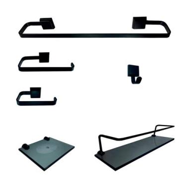 Imagem de Kit Para Banheiro Luxo Preto 2 em Vidro - VSA, fumê