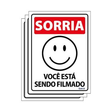 Imagem de Combo 3 Placas De Sinalização Sorria Você Está Sendo Filmado 15x20 Eco