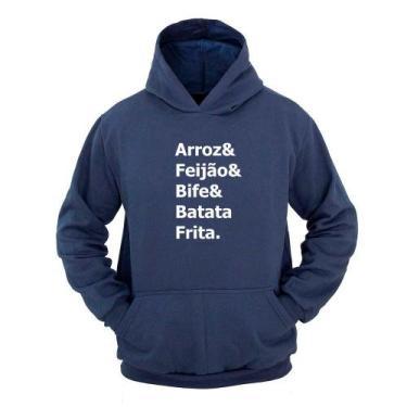 Imagem de Moletom Masculino Canguru Capuz Estampa Bife & Batata - Ragor, M, Azul