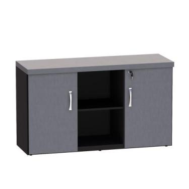 Imagem de Armário Credenza Com Prateleira PE 40 Pandin 1,20 M Grafito e Preto