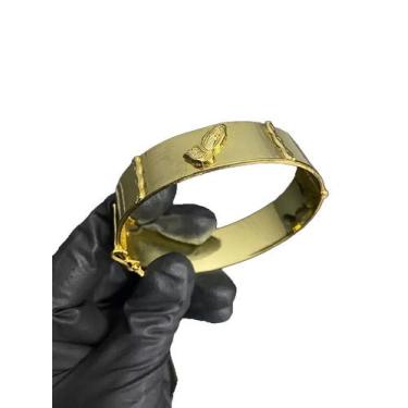 Imagem de Bracelete Mão Rezando Orando 20mm - Banhado a Ouro 18k - ToJoia18k