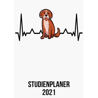 Imagem de Studienplaner 2021: DIN A4 Kalender von 01/2021 - 12/2021 1 Tag = 1 Seite mit großem Tageskalender und großartiger Übersicht. Monatsübersicht, ... / Hundemama Hund heartbeat herzschlag