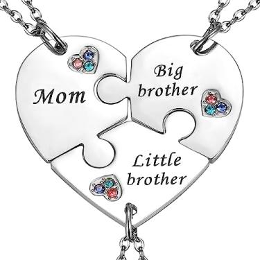 Imagem de Yonhon Conjunto de colar BFF para 2/3/4/5/6 de aço inoxidável para família e amizade, Aço inoxidável, Strass