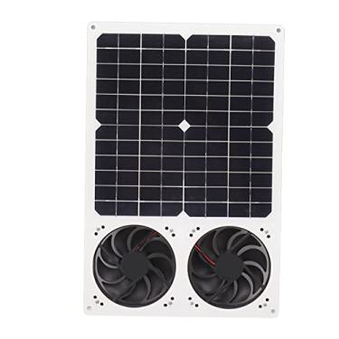 Imagem de Kit de Ventilador de Painel Solar, Kit de Ventilador Duplo Movido a Energia Solar, Kit de Ventilador de Painel Solar ABS e Silício Monocristalino à Prova de Chuva para