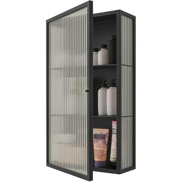 Imagem de Armário de parede de banheiro, armário de remédios de metal com armário de parede de porta de vidro, armário de armazenamento de vidro de porta única, armário de armazenamento de cozinha, banheiro,