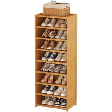 Imagem de Sapateira estreita para sapateira fina de bambu de 11 níveis, organizador de sapatos vertical com porta respirável para guarda-roupas, armários, entradas, 40 x 33 x 129 cm