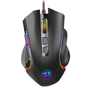 Imagem de Redragon Mouse para jogos com fio RGB M602 RGB retroiluminado com espectro RGB Mouse ergonômico Griffin programável com 7 modos de luz de fundo até 7200 DPI para Windows PC Gamers (preto)