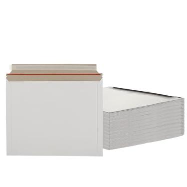 Imagem de RHBLME Pacote com 60 envelopes rígidos, envelopes de papelão de 33 x 24 cm, envelopes autoselados de papelão, envelopes fixos para fotografia branca para envio de CD, fotos, documentos, arquivos, etc