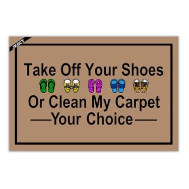 Imagem de Capacho engraçado, tire seus sapatos ou limpe meu tapete, tapete de porta de entrada, tapetes antiderrapantes 60 cm x 40 cm