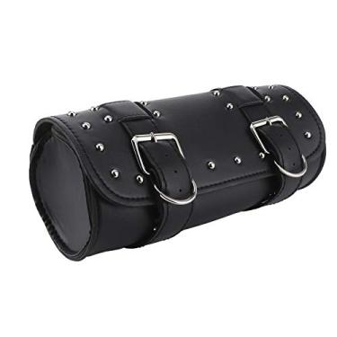 Imagem de aqxreight - Bolsa universal de couro PU para guidão, mochila para motocicleta, 13 x 31 cm, bolsa para motocicleta (preto)