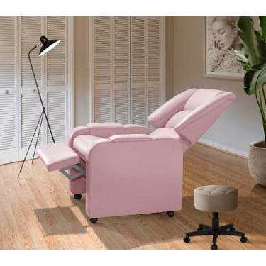 Imagem de Poltrona Do Papai Reclinável Confortável Suécia Com Rodízio - Corino Rosa