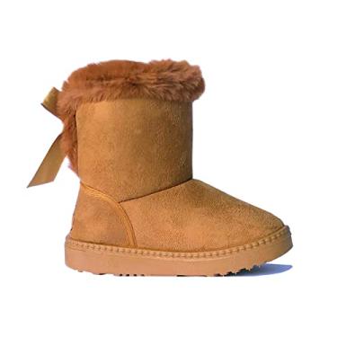 Imagem de REDVOLUTION botas infantis para meninas, linda bota de neve com laço de borboleta (375 camelo, criança pequena 12)