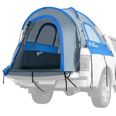 Imagem de JOYTUTUS Barraca de caminhão, barraca portátil para cama de caminhão com mosca de chuva, barraca de caminhão para 6,5 pés com haste de fibra de vidro, camada dupla impermeável PU2000 mm para 2 pessoas