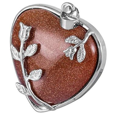 Imagem de Pingente de pedra de coração Nupuyai com corrente para homens e mulheres, colar de cristal de flor esculpida à mão para amor Vermelho